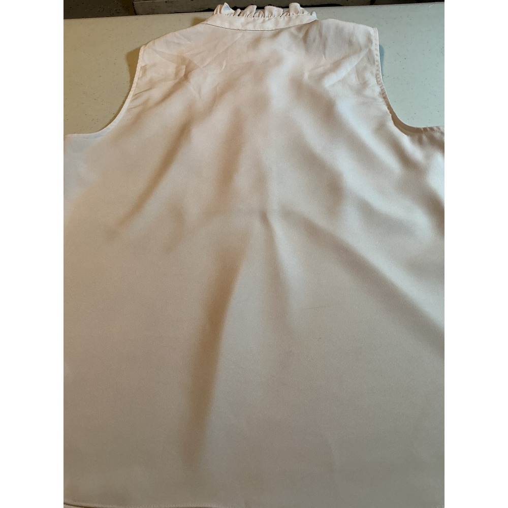 J.Crew Womens White Ruffle Neck Sleeveless Blouse Pleated Bib Top Size 10 - Picture 7 of 7